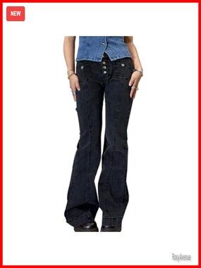 Y2K Low Rise Flare Jeans Wide Leg Stretch Denim Pants Retro Bell Bottom